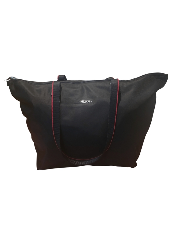 Tumi Handbags - Tumi Black Nylon Tote with Red-Trimmed Handles And Detachable Pouch